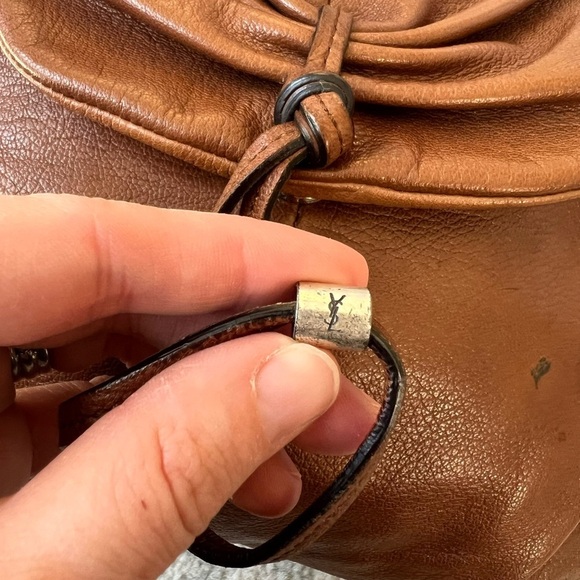 YSL Yves Saint Laurent Mamounia Sac Brown Leather Shoulder Pleated Hobo Bag - Picture 8 of 17